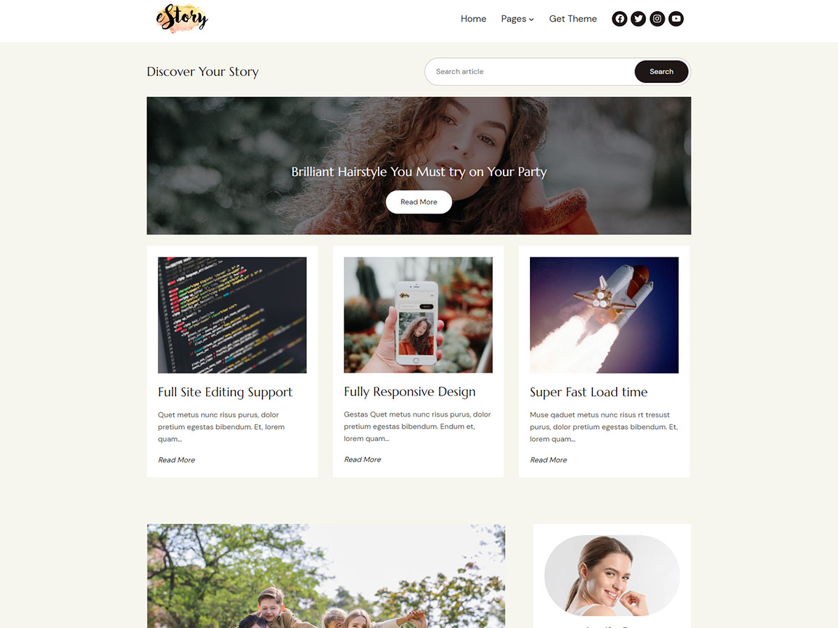 eStory - Complete WordPress Block Theme for Blogging