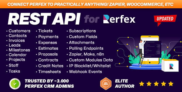 REST API for Perfex CRM — connect Perfex CRM with AI agents, Zapier, WooCommerce, n8n and third-party apps