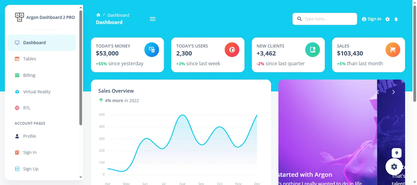 Argon  template preview