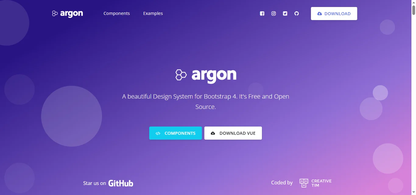 Vue Argon Design System template preview