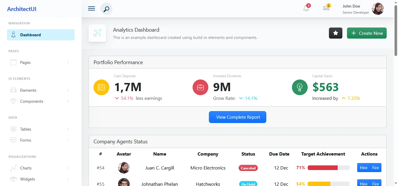 ArchitectUI Angular  template preview