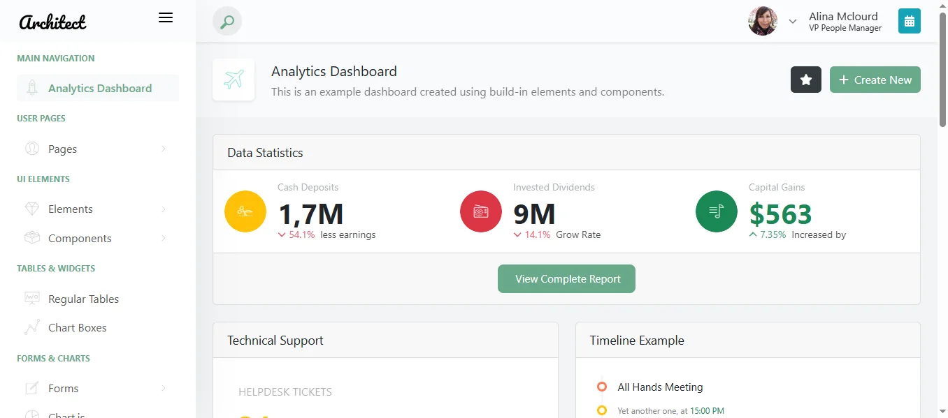 ArchitectUI Dashboard Vue Free template preview