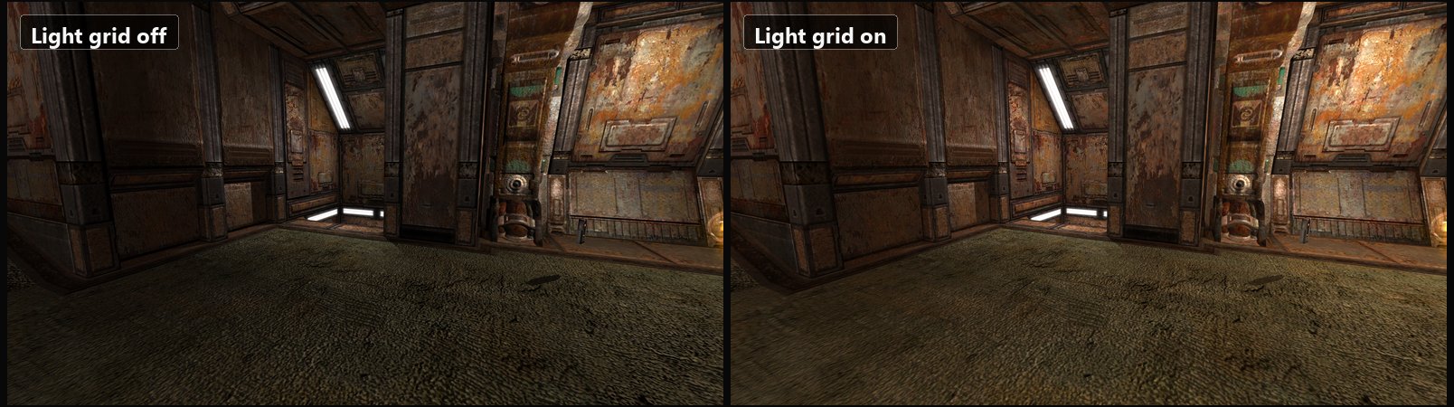 openQ4 light-grid indirect diffuse off and on comparison