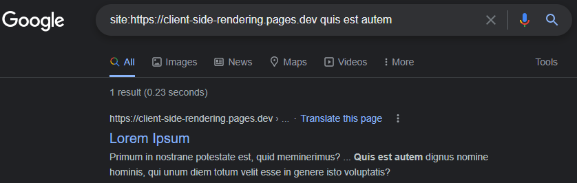 Google Lorem Ipsum Search Results