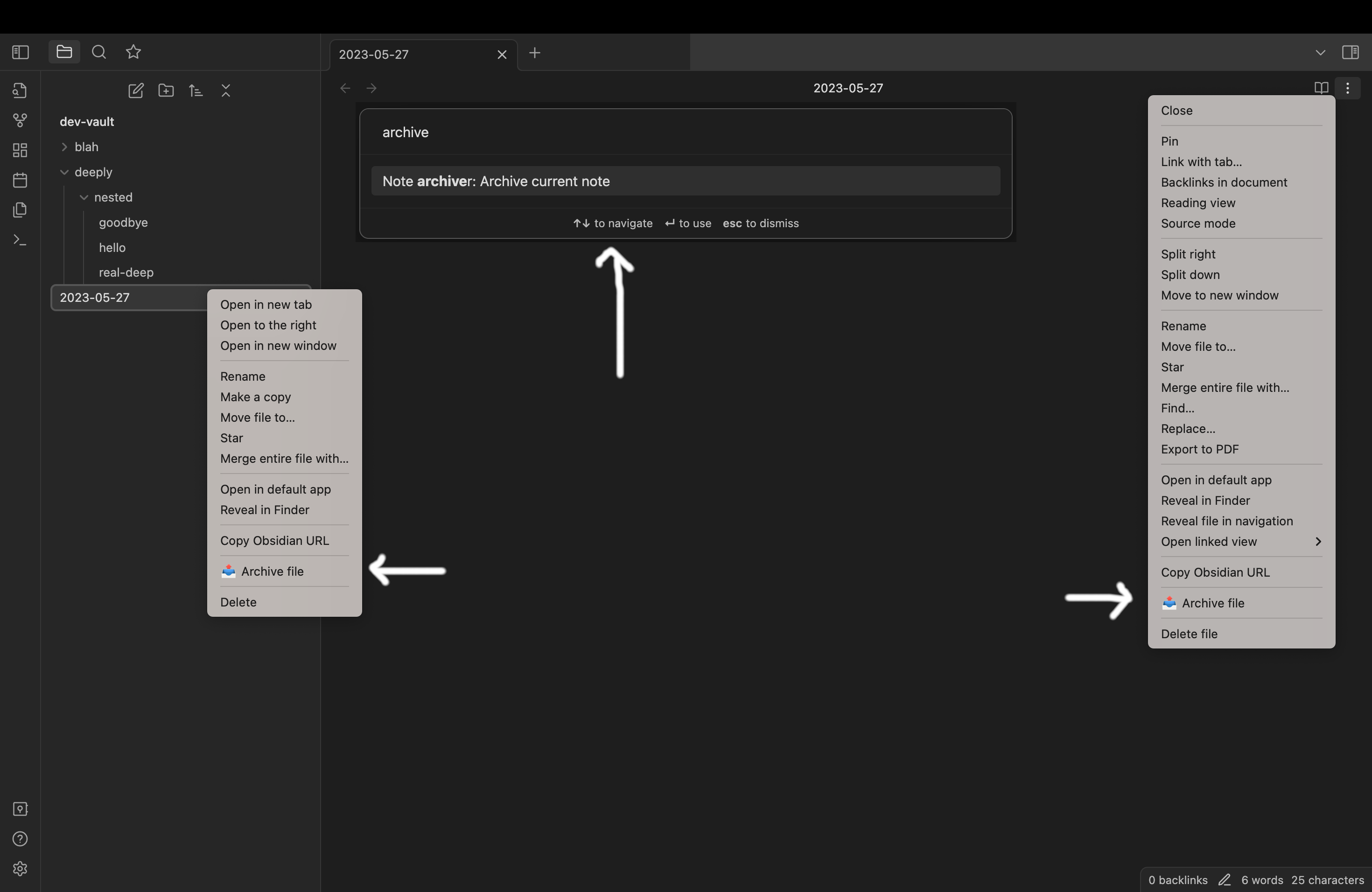 Commands and menu items