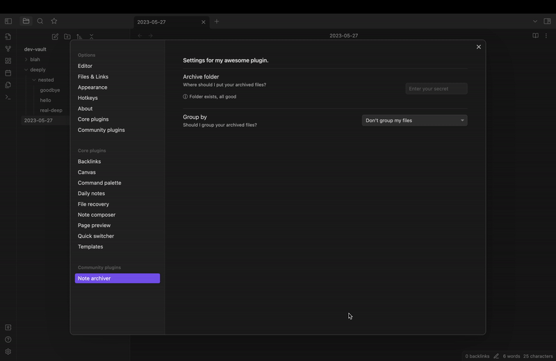 Demo of ungrouped archiving