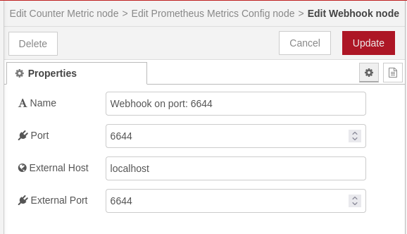 Webhook Server Config Node