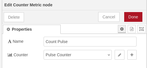 Counter Metric Node editor