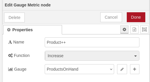 Gauge Metric Node editor