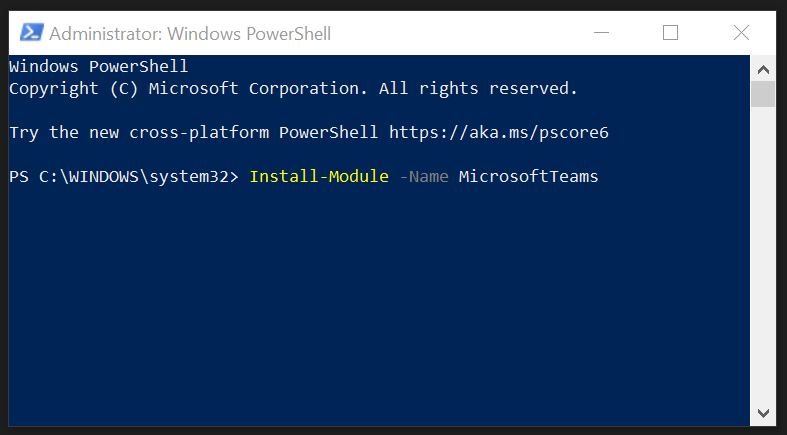 Example of PowerShell command