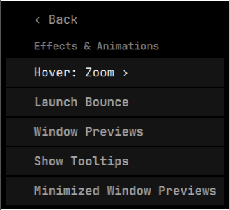 Effects &amp; Animations Settings