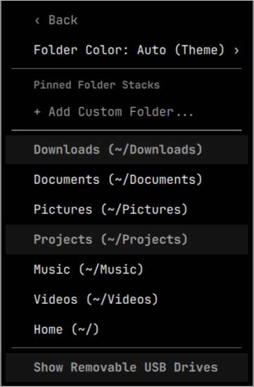 Folders &amp; Stacks Settings