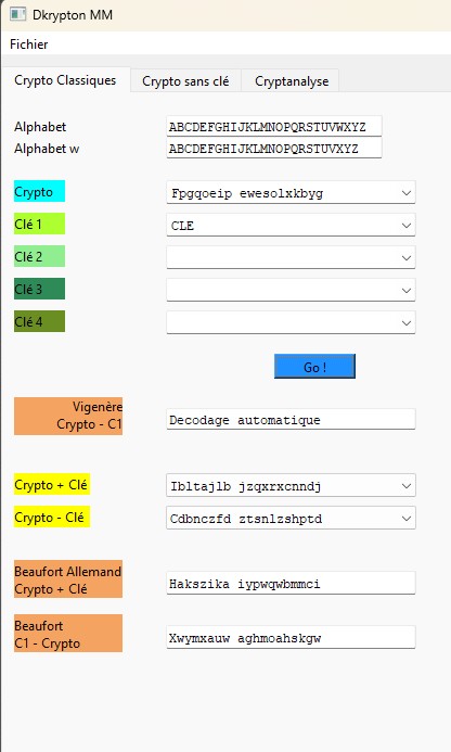 onglet Crypto Classiques