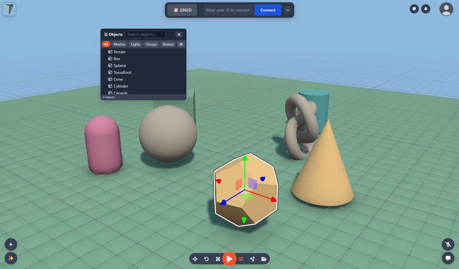 A scene being edited in theprototype.app