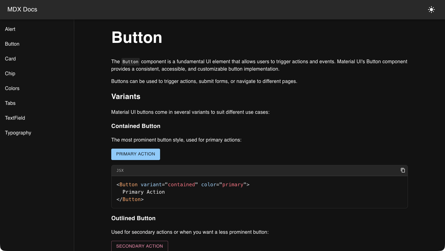 mdx-docs documentation site