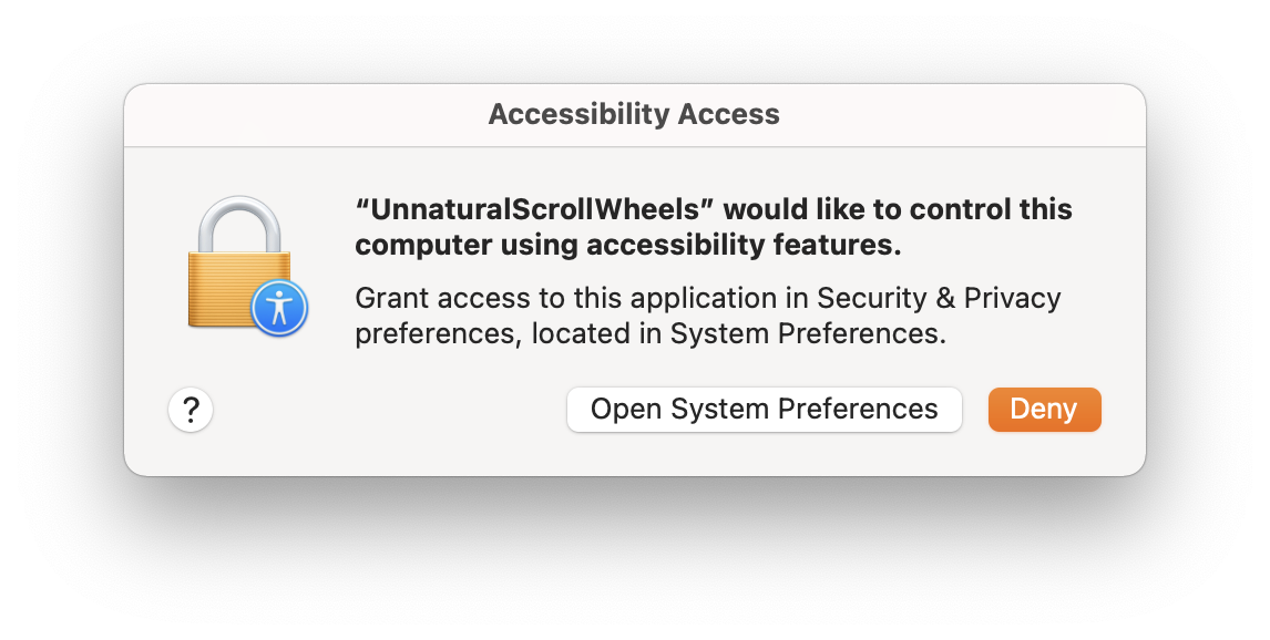 macOS Accessibility Popup