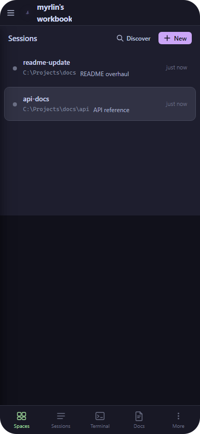 Mobile workspace view
