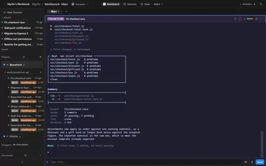 The app in light chrome and then dark chrome, followed by four terminal palettes applied in turn.