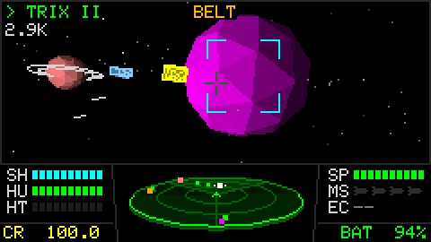 Gameplay: landing on a planet, autolock, a pirate kill and a hyperspace jump