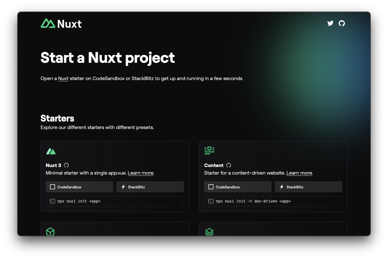 Screenshot of nuxt.new