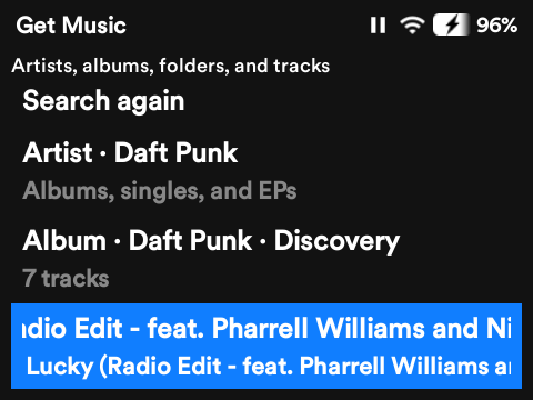 Reach music search and streaming
