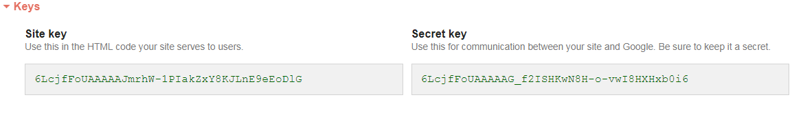 recaptcha keys