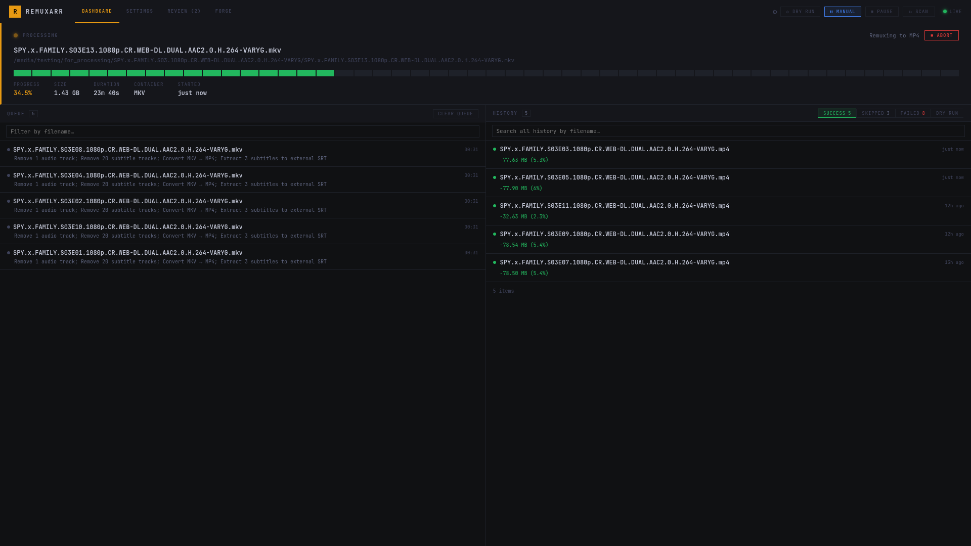Remuxarr dashboard
