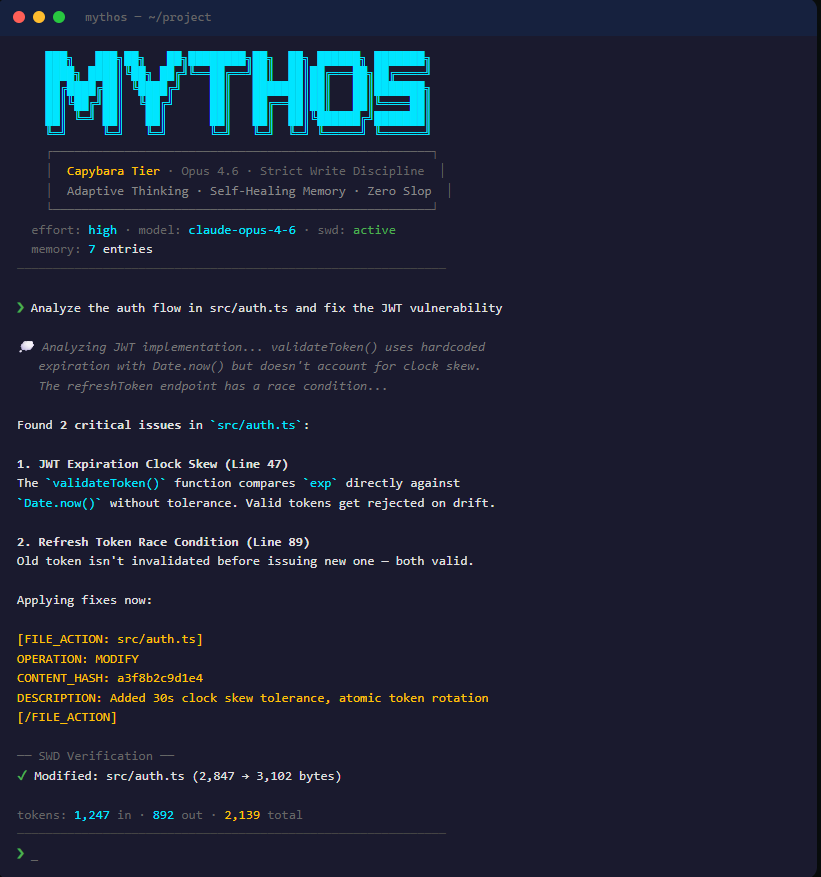 mythos-router terminal demo