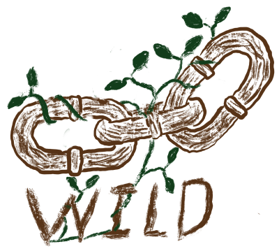 Wild logo - drawing of rusty chain links with vines