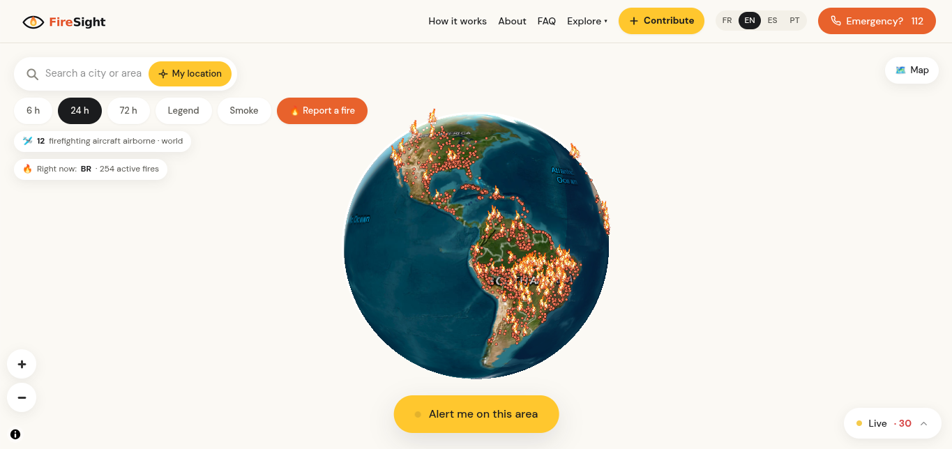 FireSight 24-hour view over the Americas