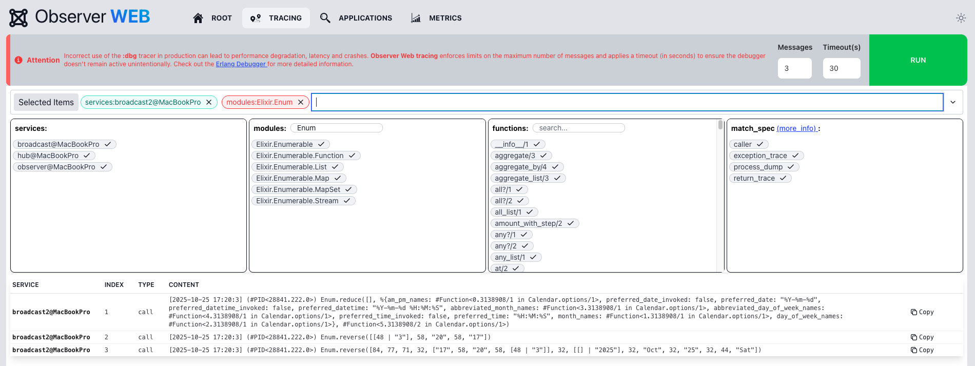 Tracing Dashboard