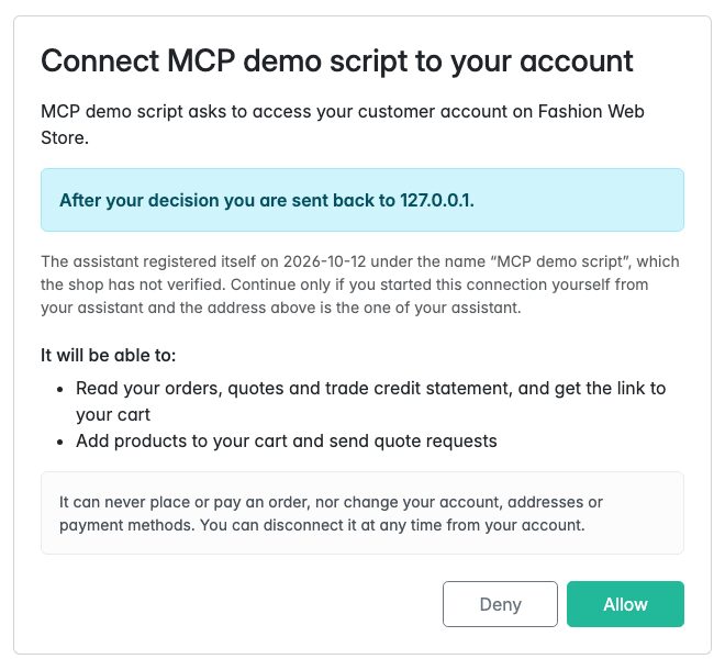 Consent page in the customer account