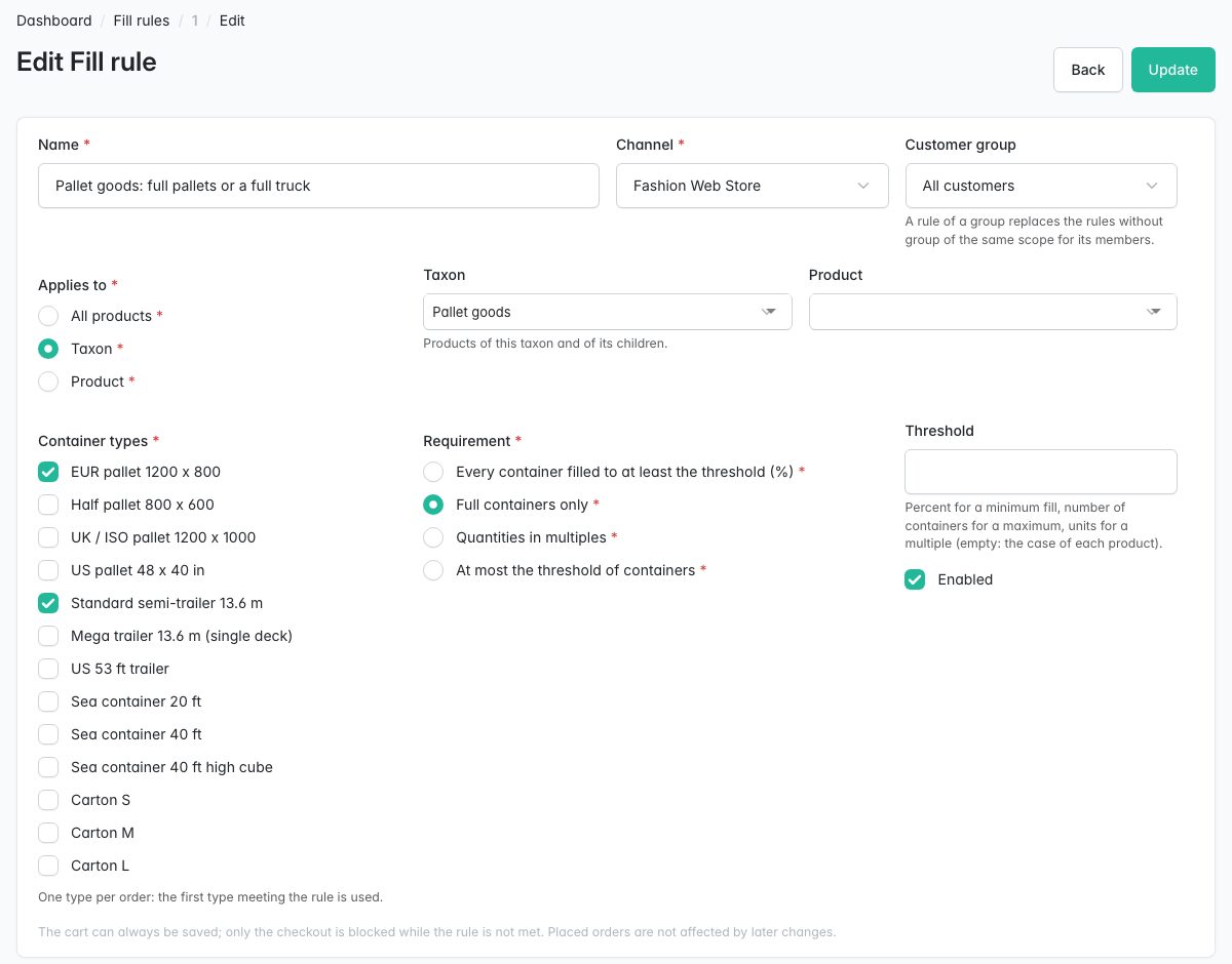 Fill rule form in the admin