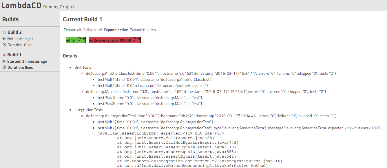 LambdaCD with test reports