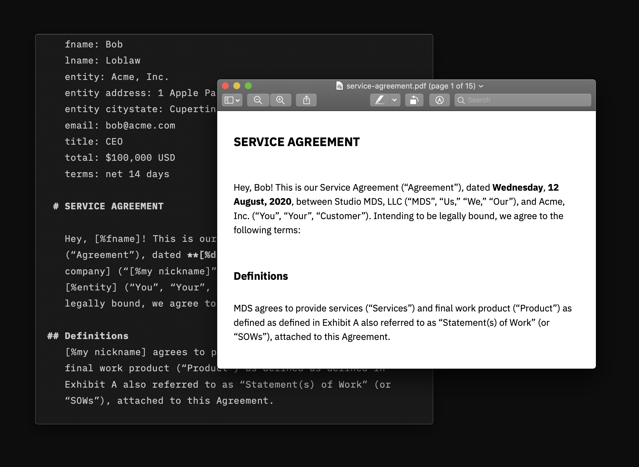 markdown and pdf screenshot