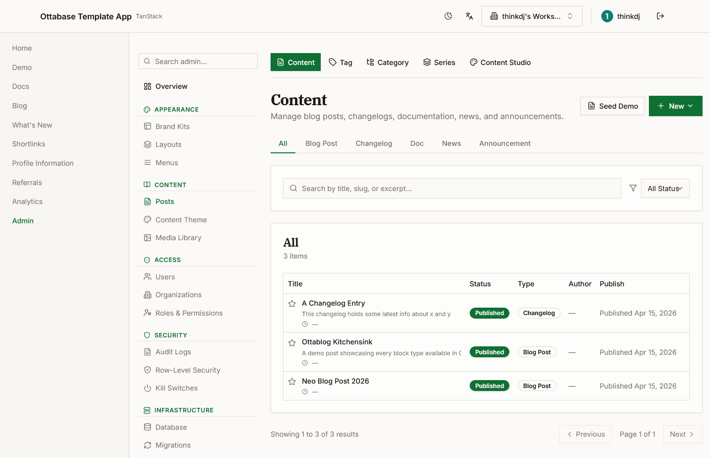 Ottabase admin media library