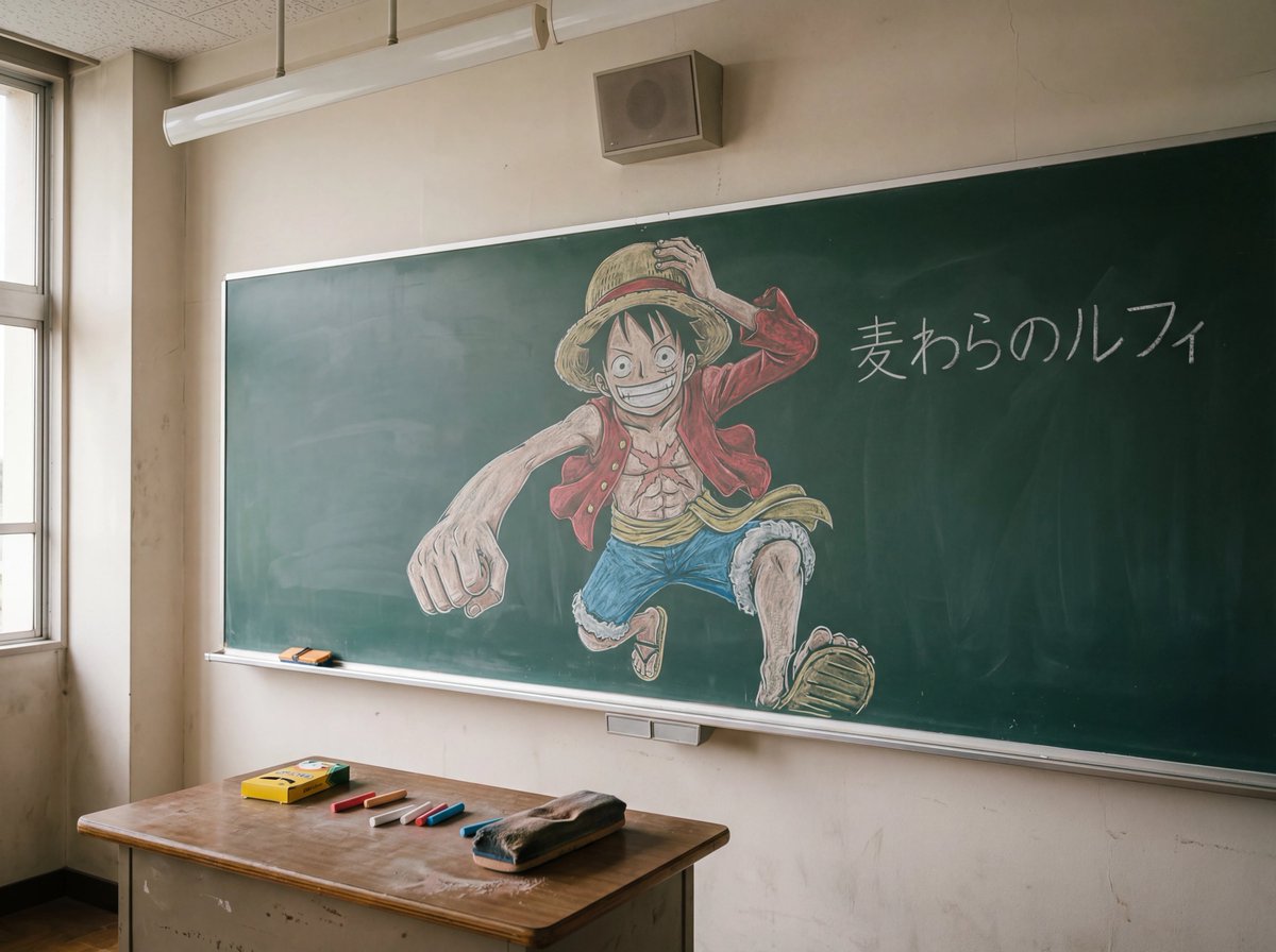 Capture The Ephemeral Chalk Art Of Luffy In