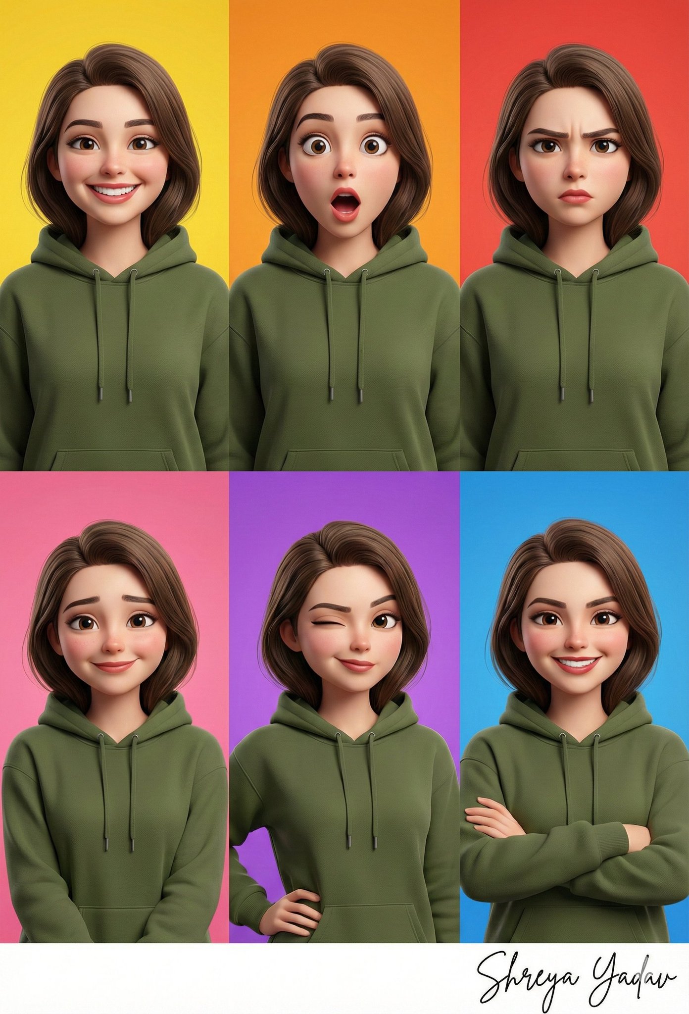 Generate A 3D Caricature Collage Of A Woman