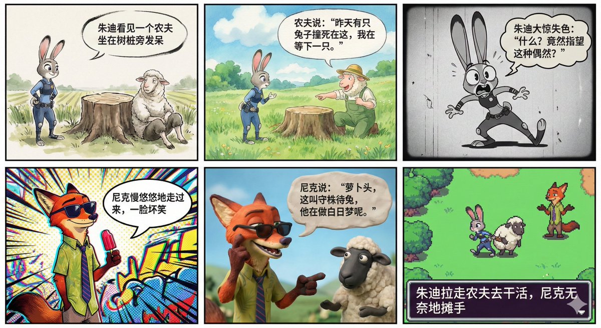 Diverse 6-panel Comics In Distinct Styles Like Chinese