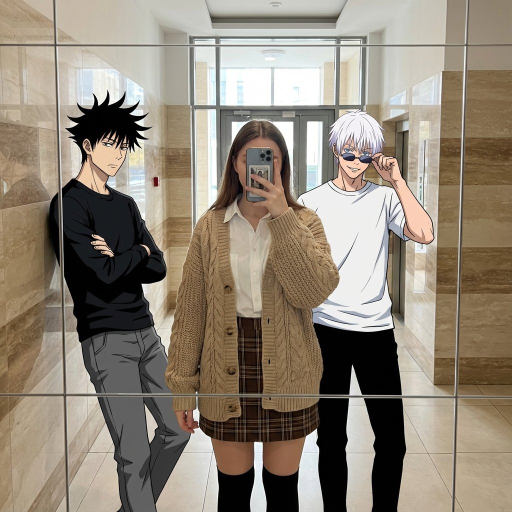 Capture A Reality-bending Mirror Selfie Blending Anime And