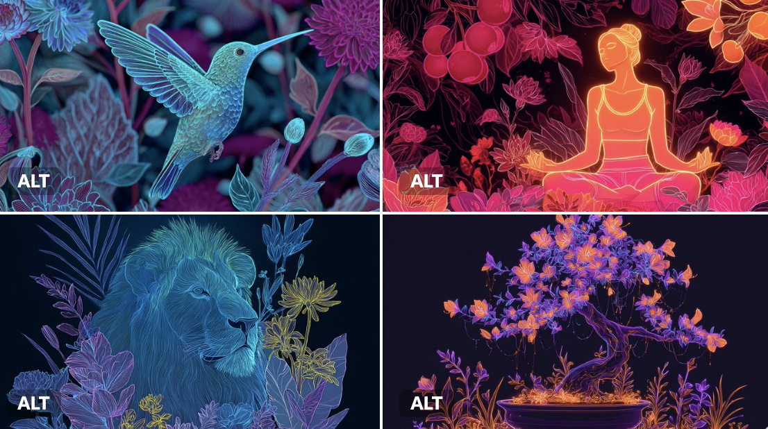 Vibrant Neon Floral Illustrations