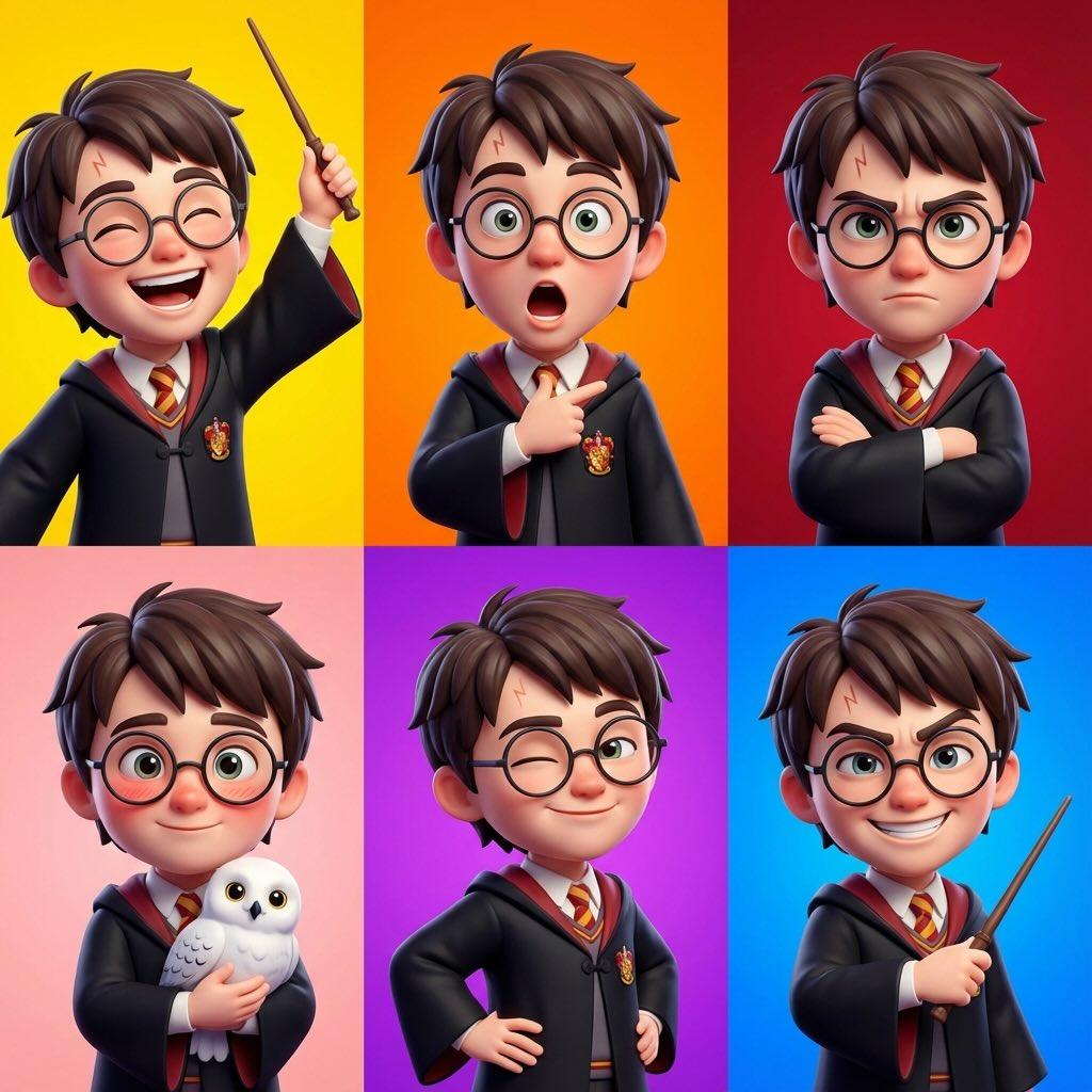 Generate A Vibrant 3x2 Collage Of Expressive 3D