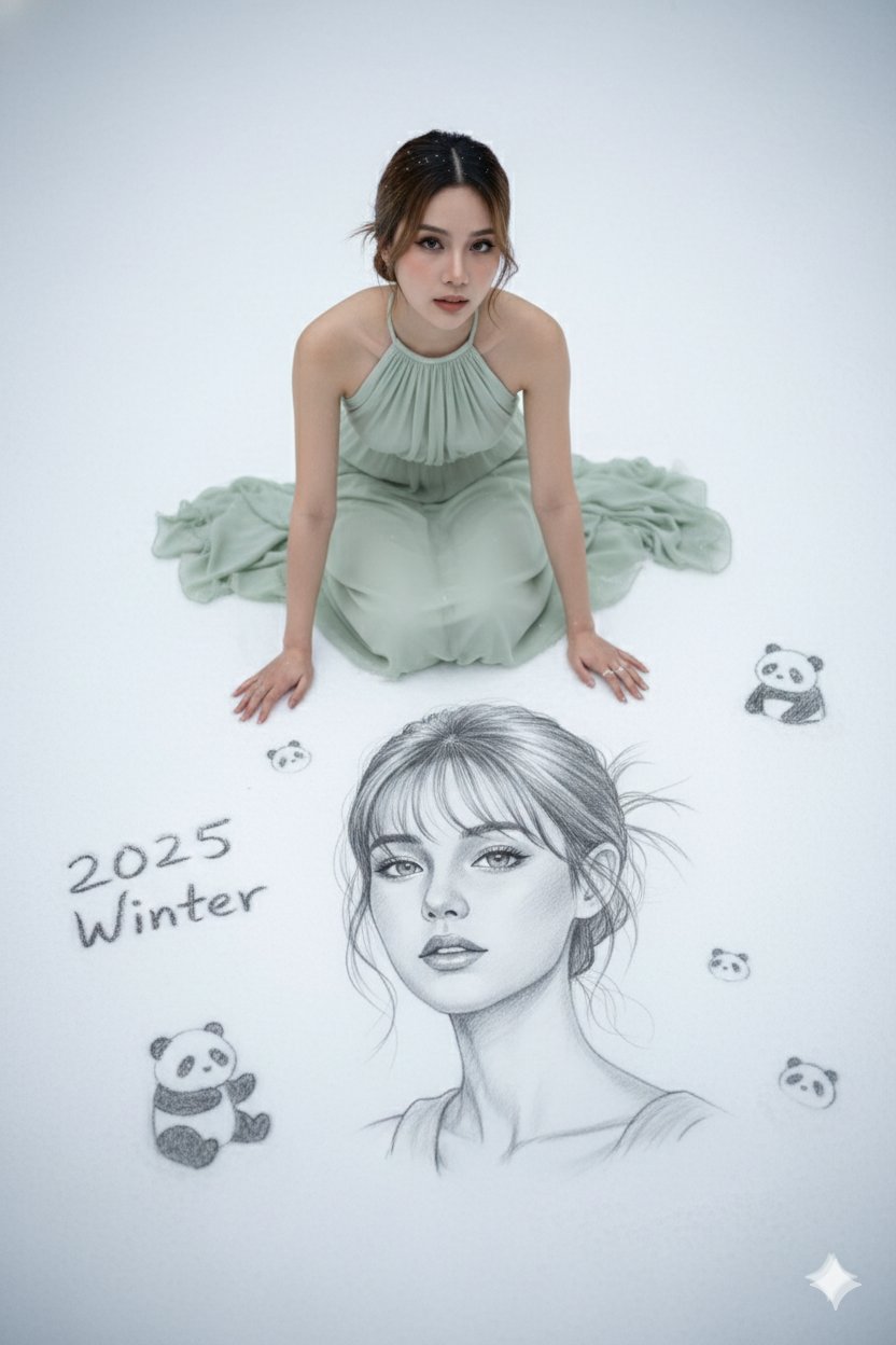 This Gentle Winter Pencil Sketch Of A Young