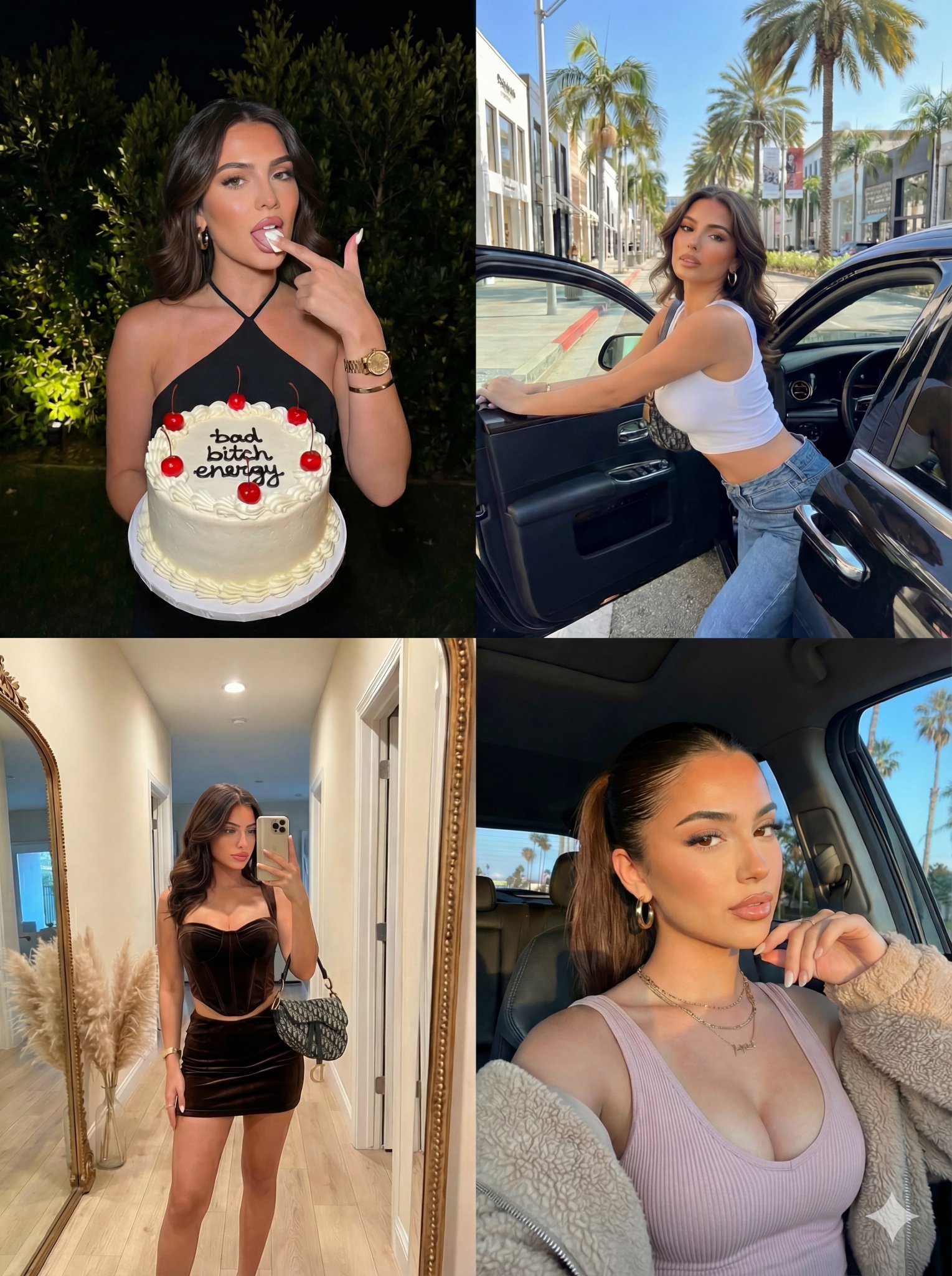 Glamorous Four-panel Portraits Of A Female Influencer Using