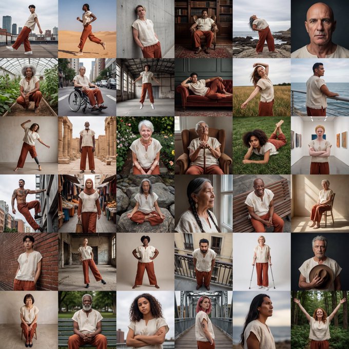 Generate A 36-person Diverse Fashion Grid