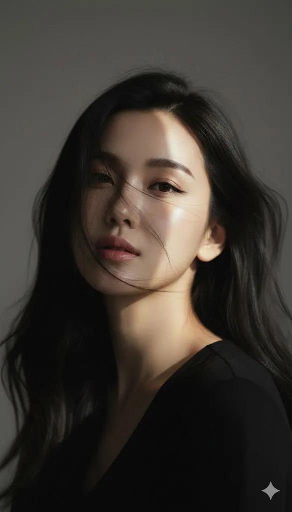 This Korean-editorial Close-up Portrait Of A Young Woman,