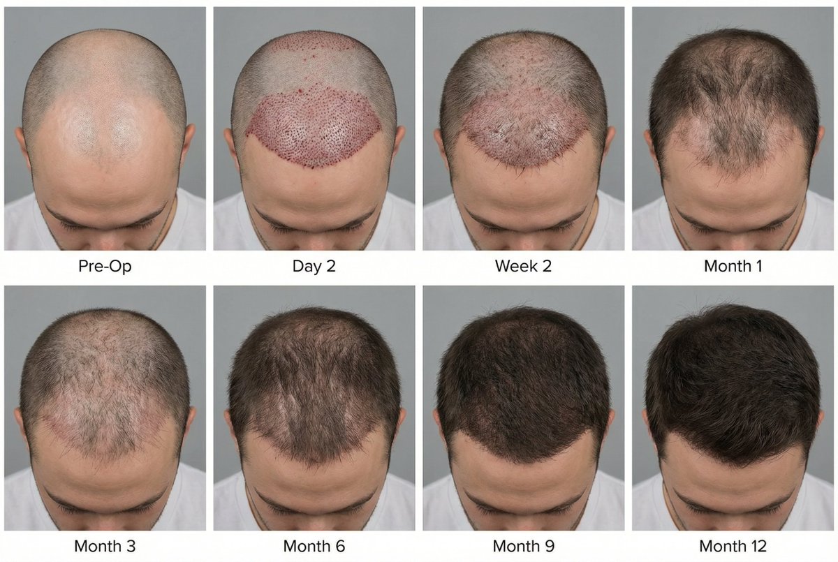This Ultra-realistic Hair Transplant Progression Image, Generated