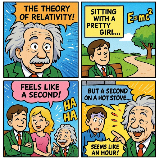 Vibrant Manga Panels Explaining Relativity
