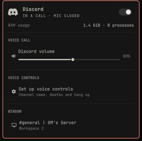 The panel with no credentials, offering to set up voice controls