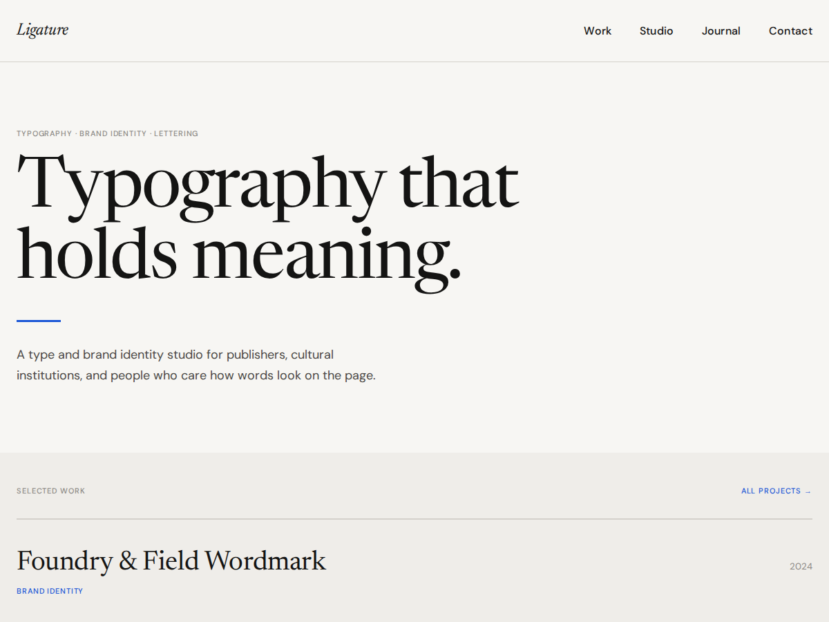 Ligature: free WordPress FSE theme for brand studios theme screenshot
